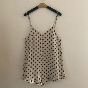 [into] Black polka dot oatmeal Cute ruffles Cotton Romper